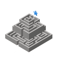 Animated 3D Maze Solution Graphic PowerPoint Animation layout preview.