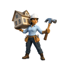 Residential Construction and Property Development PowerPoint Animation layout preview.