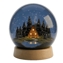 Animated Summer Night Cabin Snowglobe PowerPoint Animation layout preview.