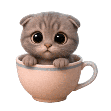Animated Adorable Kitty in Teacup PowerPoint Animation layout preview.
