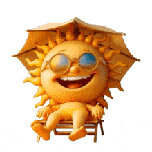 3D Sun Character Under Umbrella Loop Seasonal PowerPoint Animation layout preview.
