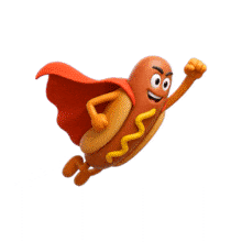 3D Hotdog Superhero Flying Loop Hospitality PowerPoint Animation layout preview.