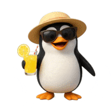 3D Penguin with Lemonade Seasonal PowerPoint Animation layout preview.