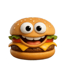 3D Cartoon Burger Character Hospitality PowerPoint Animation layout preview.
