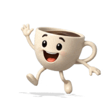 3D Happy Coffee Cup Character Hospitality PowerPoint Animation layout preview.