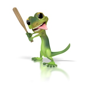 Gecko Baseball Character PowerPoint clipart graphic preview.