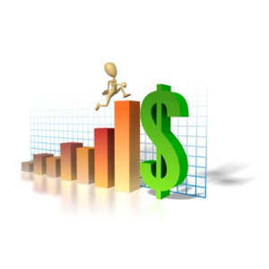 Graph Money Man Running Up PowerPoint clipart graphic preview.