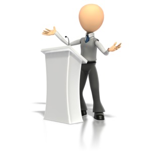 Speech Podium PowerPoint clipart graphic preview.