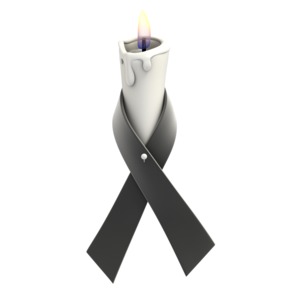 Black Ribbon Candle PowerPoint clipart graphic preview.