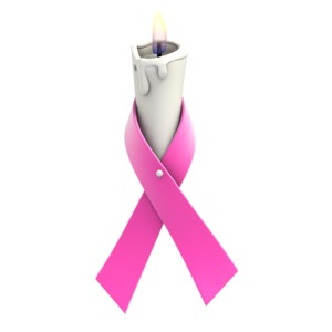 Hot Pink Ribbon Candle PowerPoint clipart graphic preview.