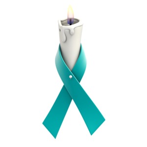 Teal Ribbon Candle PowerPoint clipart graphic preview.