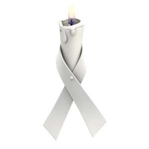 White Ribbon Candle PowerPoint clipart graphic preview.