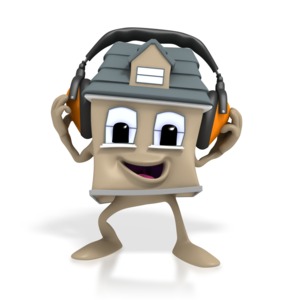 House Headphone PowerPoint clipart graphic preview.