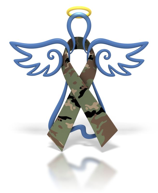 High-resolution clipart illustration of Angel Outline Army Camo Ribbon, designed for creative multimedia presentations, dynamic visual storytelling, and professional content design.