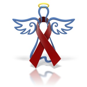 Angel Outline Burgundy Ribbon PowerPoint clipart graphic preview.