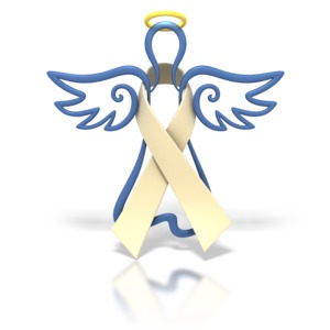 Angel Outline Cream Ribbon PowerPoint clipart graphic preview.