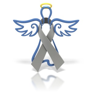 Angel Outline Grey Ribbon PowerPoint clipart graphic preview.
