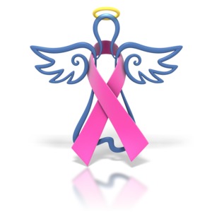 Angel Outline Hot Pink Ribbon PowerPoint clipart graphic preview.