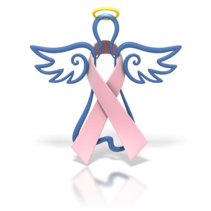 Angel Outline Pink Ribbon PowerPoint clipart graphic preview.