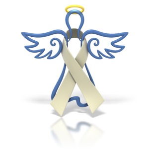 Angel Outline Pearl Ribbon PowerPoint clipart graphic preview.