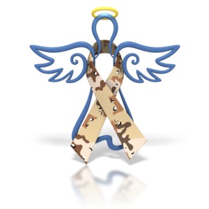 Angel Outline Desert Camo Ribbon PowerPoint clipart graphic preview.