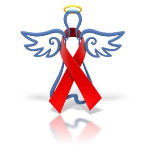 Angel Outline Red Ribbon PowerPoint clipart graphic preview.