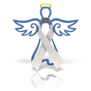 Angel Outline White Ribbon PowerPoint clipart graphic preview.