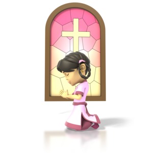 Girl Pray PowerPoint clipart graphic preview.