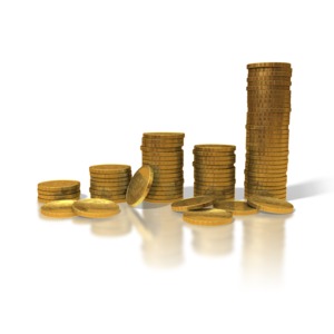 Gold Coin Graph PowerPoint clipart graphic preview.