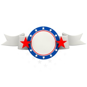 Patriotic Red White Blue Banner PowerPoint clipart graphic preview.