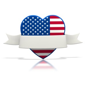 Patriotic Heart Banner PowerPoint clipart graphic preview.