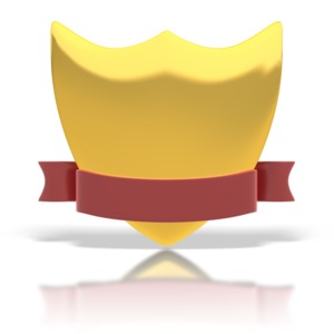 Gold Shield And Ribbon PowerPoint clipart graphic preview.