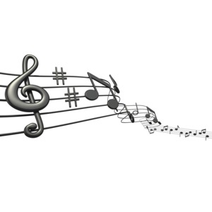 Music Notes Sheet PowerPoint clipart graphic preview.
