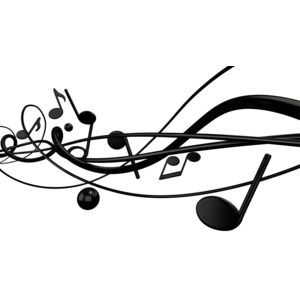 Music With Random Notes Lines PowerPoint clipart graphic preview.