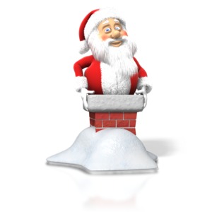 Santa Stuck Chimney PowerPoint clipart graphic preview.