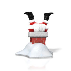 Santa Upside Down Chimney PowerPoint clipart graphic preview.