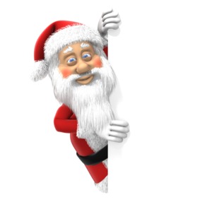 Santa Peek Behind Page PowerPoint clipart graphic preview.