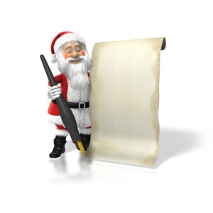 Santa With His List PowerPoint clipart graphic preview.