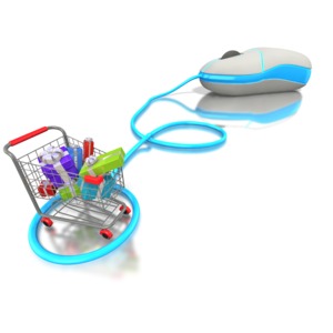 Internet Shopping for Presents PowerPoint clipart graphic preview.