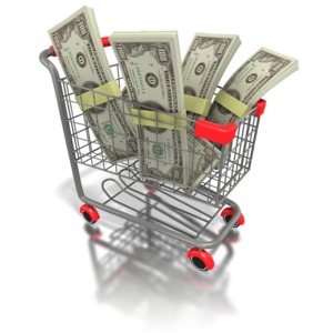 Shopping Cart Money PowerPoint clipart graphic preview.