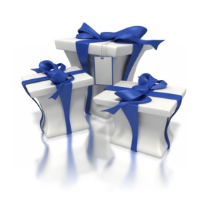 Blue White Presents PowerPoint clipart graphic preview.