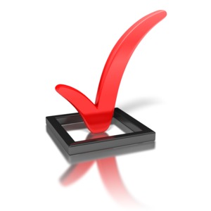 Red Check Mark In Box PowerPoint clipart graphic preview.