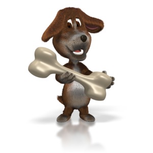 Dog with Giant Bone PowerPoint clipart graphic preview.