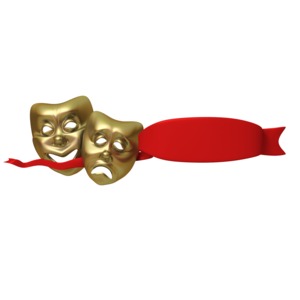 Theater Masks With Red Ribbon PowerPoint clipart graphic preview.