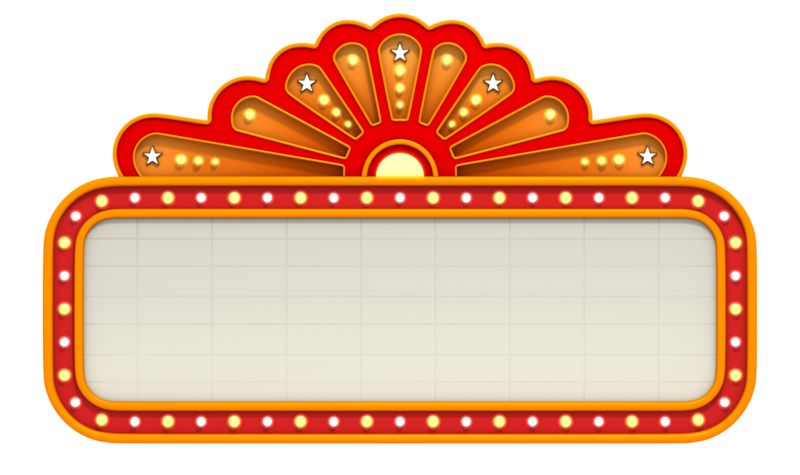 High-resolution clipart illustration of Classic Movie Theater Marquee, designed for corporate operations tracking, strategic business execution, and professional reporting.