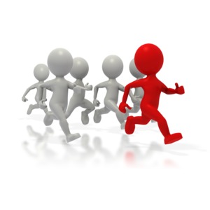 Stick Figures Leading The Race PowerPoint clipart graphic preview.