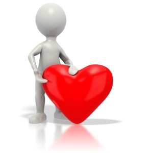 Stickman Giving Red Heart PowerPoint clipart graphic preview.