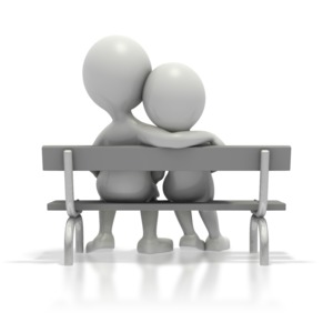 Couple Sitting Together On Bench PowerPoint clipart graphic preview.