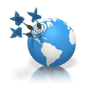Blue Earth Three Darts Target North Amer PowerPoint clipart graphic preview.
