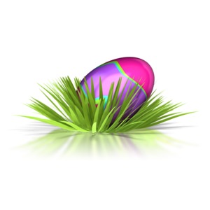 Retro Easter Egg In Grass PowerPoint clipart graphic preview.
